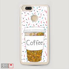 Жидкий чехол с блестками "Coffee прозрачный стакан" на Xiaomi Mi 5X Awog