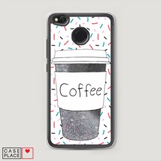Жидкий чехол с блестками "Coffee прозрачный стакан" на Xiaomi Redmi 4X Awog