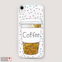 Жидкий чехол с блестками "Coffee прозрачный стакан" на Apple iPhone XR (10R) Awog