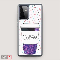 Жидкий чехол с блестками "Coffee прозрачный стакан" на Samsung Galaxy A72 Awog