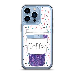 Жидкий чехол с блестками "Coffee прозрачный стакан" на Apple iPhone 13 Pro Awog