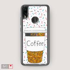 Жидкий чехол с блестками "Coffee прозрачный стакан" на Xiaomi Redmi 7 Awog