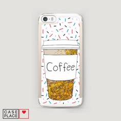 Жидкий чехол с блестками "Coffee прозрачный стакан" на Apple iPhone 5 Awog