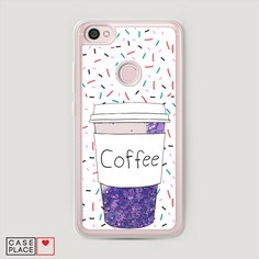 Жидкий чехол с блестками "Coffee прозрачный стакан" на Xiaomi Redmi Note 5A Prime Awog