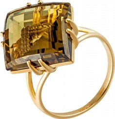 Кольцо из желтого золота с фианитом/кварцем р. 18 ALORIS Кольцо 1505КвоКц