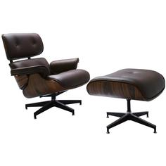 Кресло и оттоманка EAMES LOUNGE CHAIR коричневый Bradex