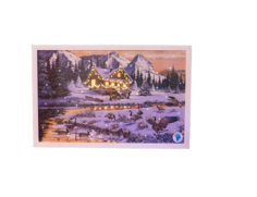 Светящееся оптико-волоконное панно ЗИМНИЕ ПТИЦЫ, холст, 2.5x38x58 см, батарейки, Kaemingk