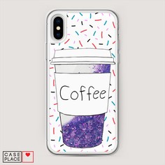 Жидкий чехол с блестками "Coffee прозрачный стакан" на Apple iPhone XS Max (10S Max) Awog
