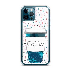 Жидкий чехол с блестками "Coffee прозрачный стакан" на Apple iPhone 12 Pro Max Awog