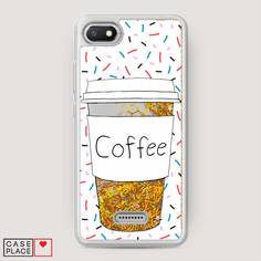 Жидкий чехол с блестками "Coffee прозрачный стакан" на Xiaomi Redmi 6A Awog