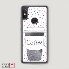 Жидкий чехол с блестками "Coffee прозрачный стакан" на Xiaomi Redmi Note 5 Awog