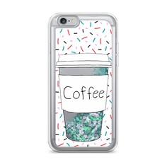Жидкий чехол с блестками "Coffee прозрачный стакан" на Apple iPhone 6S Awog