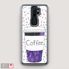 Жидкий чехол с блестками "Coffee прозрачный стакан" на Oppo A5 (2020) Awog
