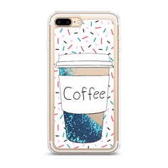 Жидкий чехол с блестками "Coffee прозрачный стакан" на Apple iPhone 7 Plus Awog