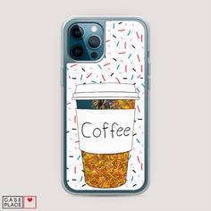 Жидкий чехол с блестками "Coffee прозрачный стакан" на Apple iPhone 12 Pro Max Awog