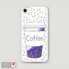 Жидкий чехол с блестками "Coffee прозрачный стакан" на Apple iPhone SE 2020 Awog