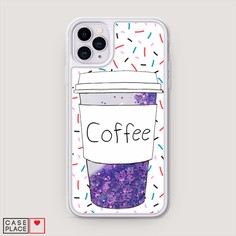 Жидкий чехол с блестками "Coffee прозрачный стакан" на Apple iPhone 11 Pro Awog