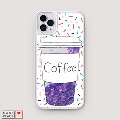 Жидкий чехол с блестками "Coffee прозрачный стакан" на Apple iPhone 11 Pro Max Awog