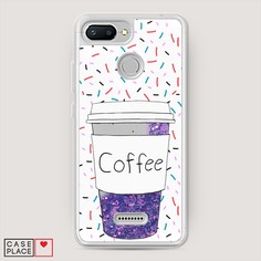 Жидкий чехол с блестками "Coffee прозрачный стакан" на Xiaomi Redmi 6 Awog