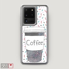 Жидкий чехол с блестками "Coffee прозрачный стакан" на Samsung Galaxy S20 Ultra Awog