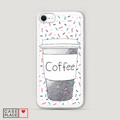 Жидкий чехол с блестками "Coffee прозрачный стакан" на Apple iPhone SE 2020 Awog