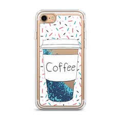 Жидкий чехол с блестками "Coffee прозрачный стакан" на Apple iPhone 7 Awog