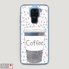 Жидкий чехол с блестками "Coffee прозрачный стакан" на Xiaomi Redmi 10X 4G Awog