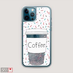 Жидкий чехол с блестками "Coffee прозрачный стакан" на Apple iPhone 12 Pro Max Awog