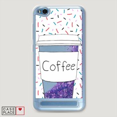 Жидкий чехол с блестками "Coffee прозрачный стакан" на Xiaomi Redmi 5A Awog