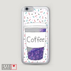 Жидкий чехол с блестками "Coffee прозрачный стакан" на Apple iPhone 6S Awog
