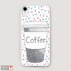 Жидкий чехол с блестками "Coffee прозрачный стакан" на Apple iPhone XR (10R) Awog