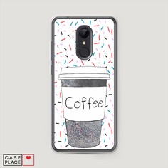 Жидкий чехол с блестками "Coffee прозрачный стакан" на Xiaomi Redmi 5 Awog