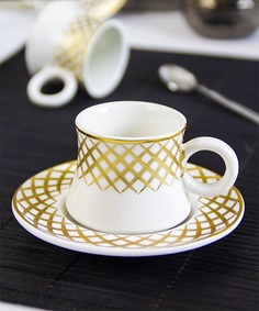 Кофейный сервиз 48711 ФэнТорг 0,1л. 12пр. керам. бел-золот.