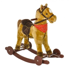 Качалка-лошадка "Pituso fandango", с колесами, светло-коричневый