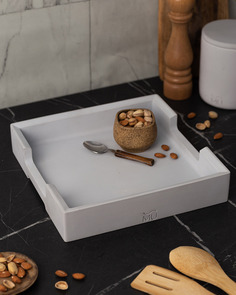 Поднос декоративный кухонный MUSKO HOME James Square L, 30x30 см, бетон, серый матовый