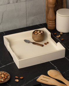 Поднос декоративный кухонный MUSKO HOME James Square L, 30x30 см, бетон, кремовый матовый