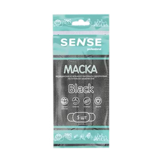 Маска медицинская Маска ООО Sense из нетканого материала одноразовая черная 5 шт.