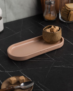 Поднос декоративный кухонный MUSKO HOME Ben S, 26x11 см, бетон, розовый глянцевый