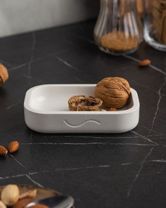 Декоративный поднос для кухни MUSKO HOME Aura XS 13x8 см бетон белый глянцевый