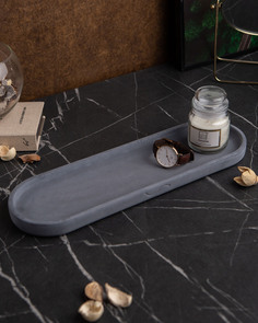 Поднос декоративный кухонный MUSKO HOME Ben M, 36x11 см, бетон, черный матовый