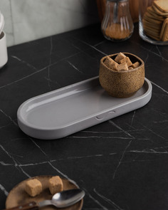 Поднос декоративный кухонный MUSKO HOME Ben S, 26x11 см, бетон, серый глянцевый