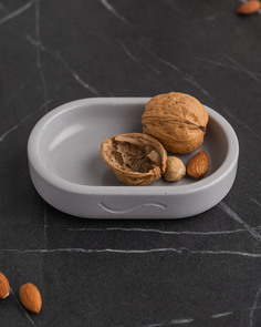 Поднос декоративный кухонный MUSKO HOME Ben XS, 13х8,5 см, бетон, серый глянцевый