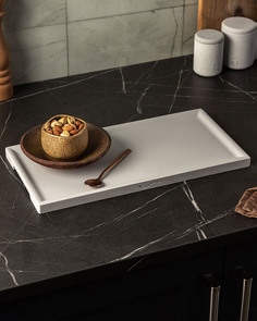 Декоративный кухонный поднос MUSKO HOME Dorian Long S, 40x20 см, бетон, серый матовый