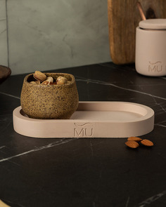 Поднос декоративный кухонный MUSKO HOME Lora S, 20x10 см, бетон, розовый матовый