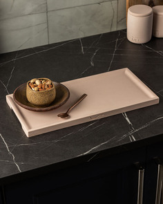 Декоративный кухонный поднос MUSKO HOME Dorian Long S, 40x20 см, бетон, розовый матовый