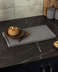 Декоративный кухонный поднос MUSKO HOME Dorian Long S, 40x20 см, бетон, черный матовый