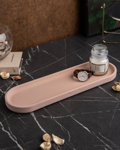 Поднос декоративный кухонный MUSKO HOME Ben M, 36x11 см, бетон, розовый матовый