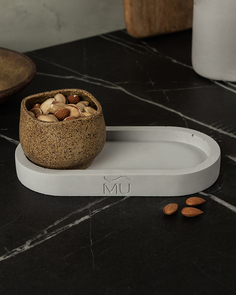 Поднос декоративный кухонный MUSKO HOME Lora S, 20x10 см, бетон, серый матовый