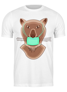 Футболка мужская Printio Львица в маске белая 2XL