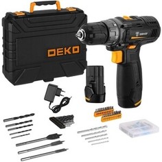 Аккумуляторная дрель-шуруповерт Deko GCD12DU3 SET5 с набор инструментов, 92 предмета, 2х1.5Ач